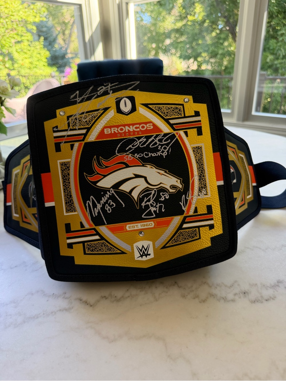 Denver Broncos WWE Championship Belt Signed Igloo Cooler Bag NWT